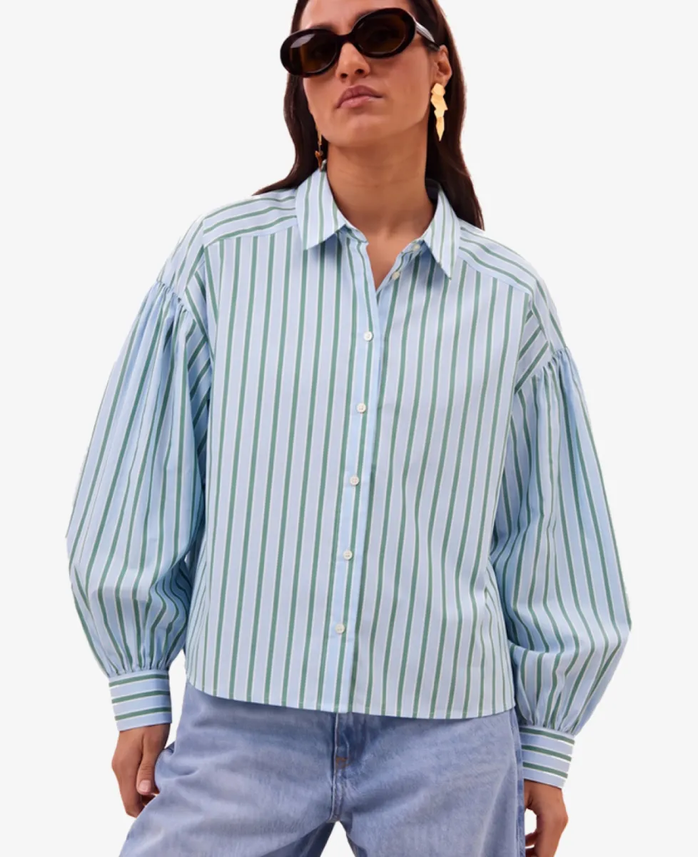 By-Bar Blouse - 467 green sea stripe 3 By-Bar By-Bar Blouse - 467 green sea stripe