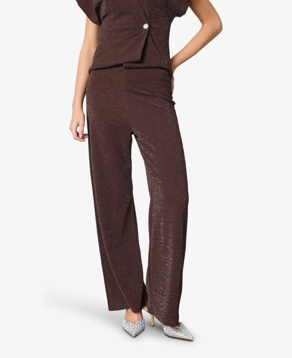 Sisters Point Pantalon glitter - Chocolate/silver 2 Sisters Point Sisters Point Pantalon glitter - Chocolate/silver