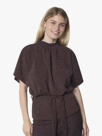 Sisters Point Sisters Point Peplum top - Chocolate/silver