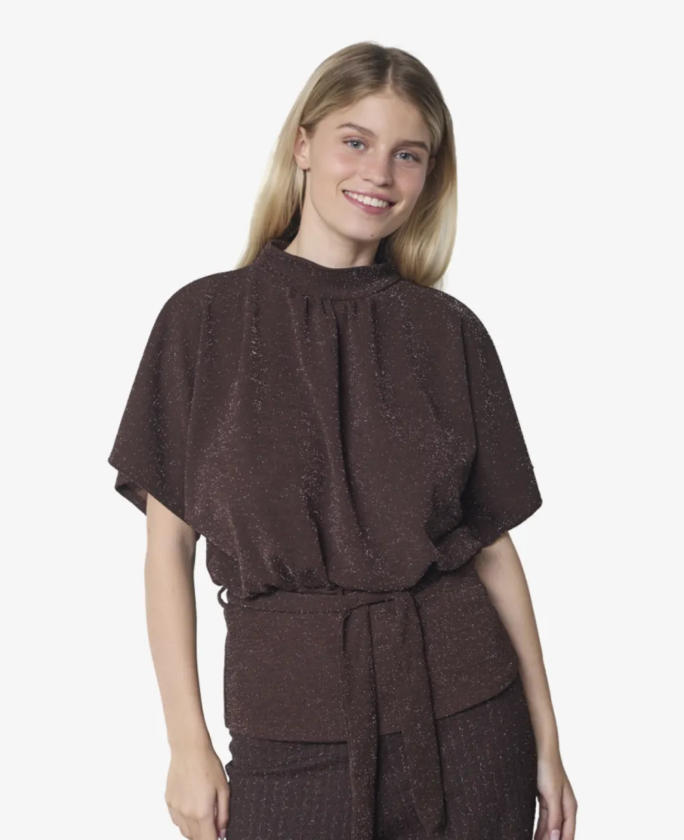 Sisters Point Peplum top - Chocolate/silver 2 Sisters Point Sisters Point Peplum top - Chocolate/silver