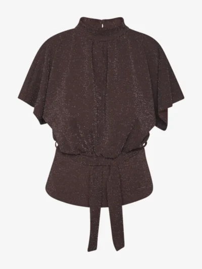 Sisters Point Sisters Point Peplum top - Chocolate/silver