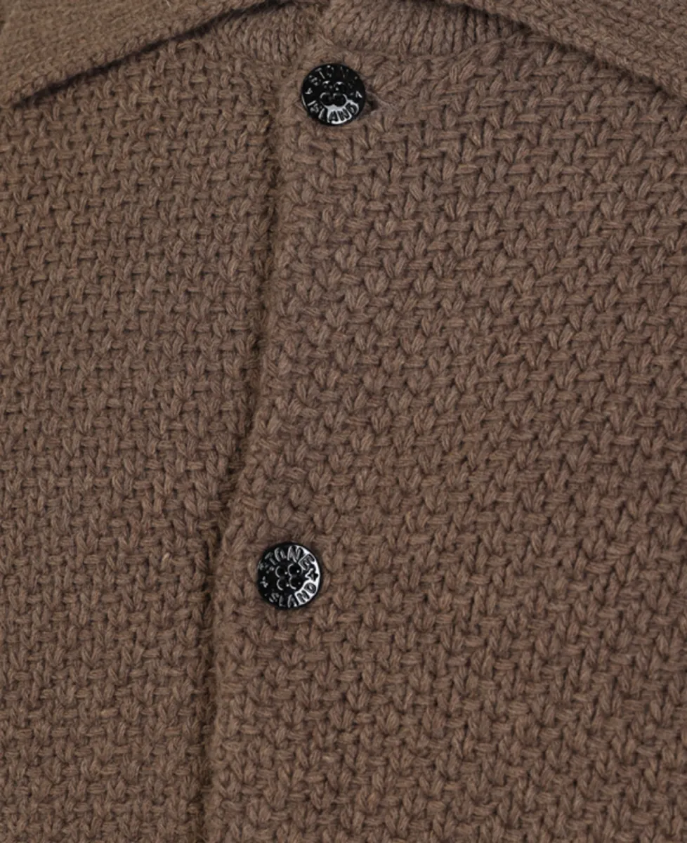 Stone Island Knoop vest gebreid - V0M7C UMBER MELANGE 4 Stone Island Stone Island Knoop vest gebreid - V0M7C UMBER MELANGE