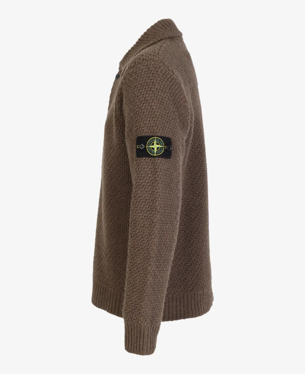 Stone Island Knoop vest gebreid - V0M7C UMBER MELANGE 5 Stone Island Stone Island Knoop vest gebreid - V0M7C UMBER MELANGE