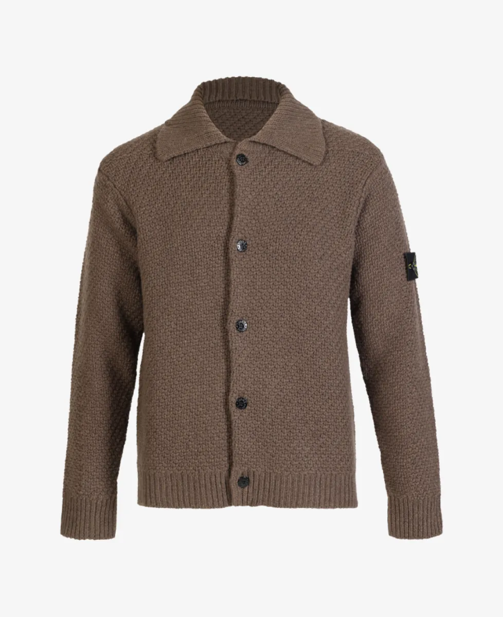 Stone Island Knoop vest gebreid - V0M7C UMBER MELANGE 1 Stone Island Stone Island Knoop vest gebreid - V0M7C UMBER MELANGE